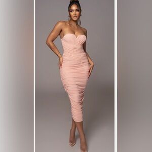 JLUXLABEL Soft Blush Pink Ruched Dress